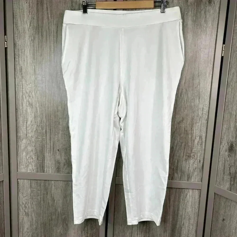 J Jill Pants XL White Color Pima Affinity French Terry Slim Crop